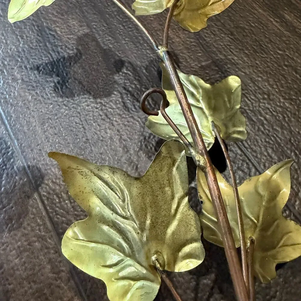 Vintage MCM Home Interiors Homco Gold Tone Leaf Wall Hanging Decor Set of 2